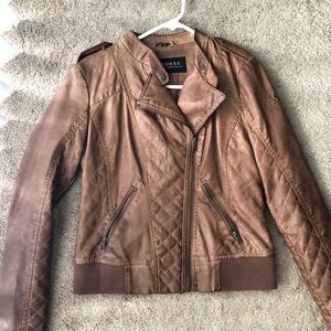 GUESS Faux leather quilted moto jacket!
